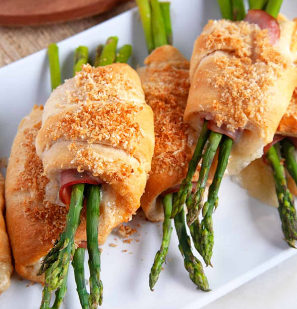 Ham and Cheese Crescent Rolls with Asparagus